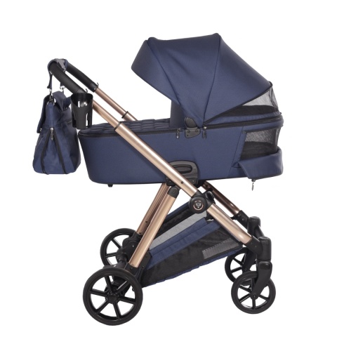 Junama Ellegante 06 Blue – wózek dziecięcy 2w1 (gondola + spacerówka) | koła żelowe, UV50+