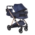 Junama Ellegante 06 Blue – wózek dziecięcy 2w1 (gondola + spacerówka) | koła żelowe, UV50+
