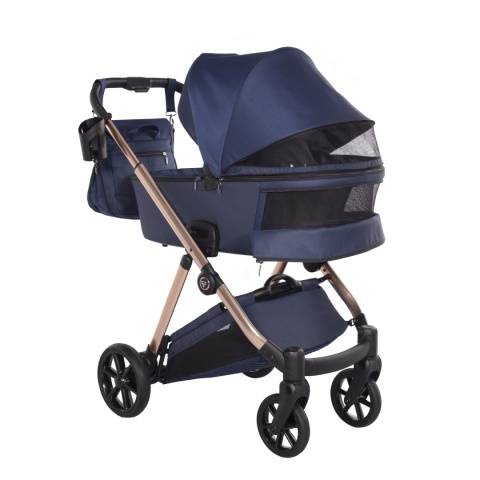 Junama Ellegante 06 Blue – wózek dziecięcy 2w1 (gondola + spacerówka) | koła żelowe, UV50+