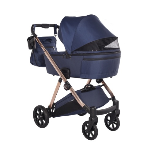 Junama Ellegante 06 Blue – wózek dziecięcy 2w1 (gondola + spacerówka) | koła żelowe, UV50+