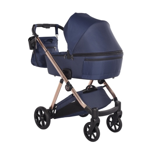 Junama Ellegante 06 Blue – wózek dziecięcy 2w1 (gondola + spacerówka) | koła żelowe, UV50+