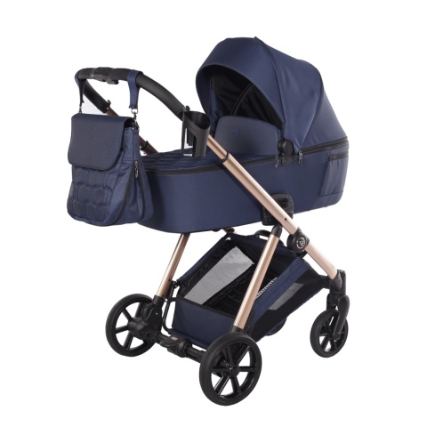 Junama Ellegante 06 Blue – wózek dziecięcy 2w1 (gondola + spacerówka) | koła żelowe, UV50+
