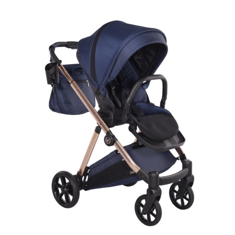 Junama Ellegante 06 Blue – wózek dziecięcy 2w1 (gondola + spacerówka) | koła żelowe, UV50+