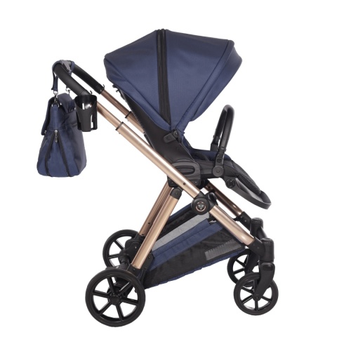 Junama Ellegante 06 Blue – wózek dziecięcy 2w1 (gondola + spacerówka) | koła żelowe, UV50+
