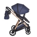 Junama Ellegante 06 Blue – wózek dziecięcy 2w1 (gondola + spacerówka) | koła żelowe, UV50+