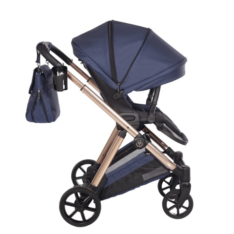 Junama Ellegante 06 Blue – wózek dziecięcy 2w1 (gondola + spacerówka) | koła żelowe, UV50+