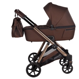 Junama Ellegante 08 Brown – wózek dziecięcy 2w1 (gondola + spacerówka) | koła żelowe, UV50+