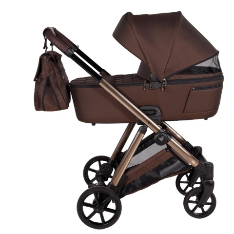 Junama Ellegante 08 Brown – wózek dziecięcy 2w1 (gondola + spacerówka) | koła żelowe, UV50+