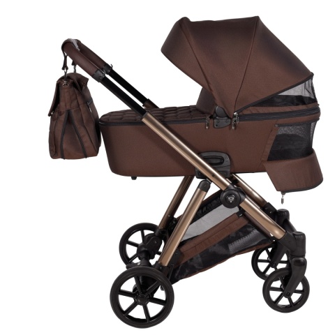 Junama Ellegante 08 Brown – wózek dziecięcy 2w1 (gondola + spacerówka) | koła żelowe, UV50+