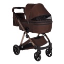 Junama Ellegante 08 Brown – wózek dziecięcy 2w1 (gondola + spacerówka) | koła żelowe, UV50+