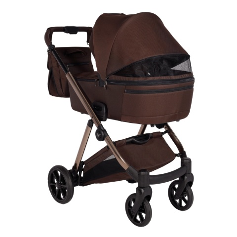 Junama Ellegante 08 Brown – wózek dziecięcy 2w1 (gondola + spacerówka) | koła żelowe, UV50+