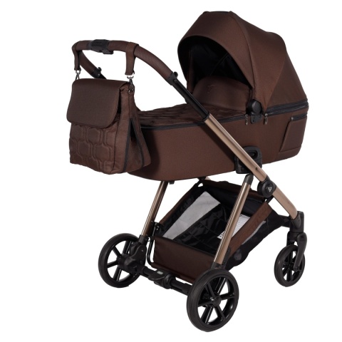 Junama Ellegante 08 Brown – wózek dziecięcy 2w1 (gondola + spacerówka) | koła żelowe, UV50+