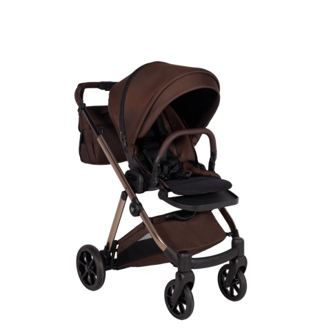 Junama Ellegante 08 Brown – wózek dziecięcy 2w1 (gondola + spacerówka) | koła żelowe, UV50+