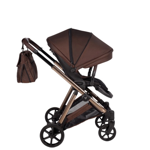 Junama Ellegante 08 Brown – wózek dziecięcy 2w1 (gondola + spacerówka) | koła żelowe, UV50+