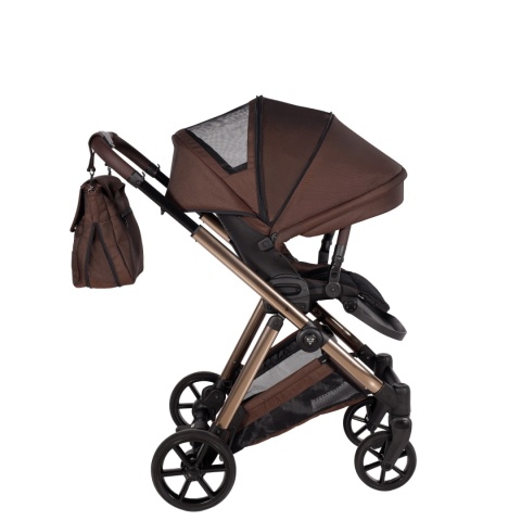 Junama Ellegante 08 Brown – wózek dziecięcy 2w1 (gondola + spacerówka) | koła żelowe, UV50+