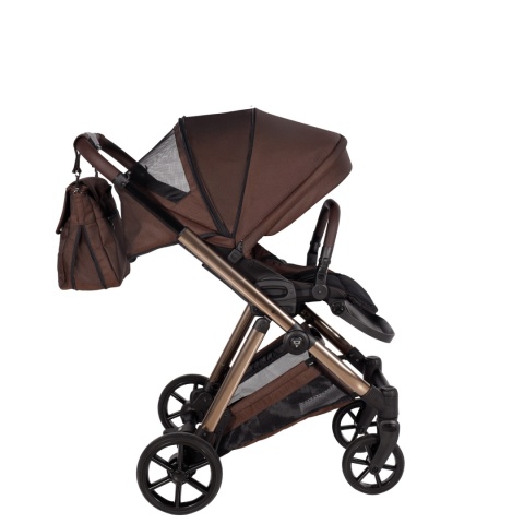 Junama Ellegante 08 Brown – wózek dziecięcy 2w1 (gondola + spacerówka) | koła żelowe, UV50+
