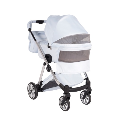 Junama Ellegante 09 Light Blue – wózek dziecięcy 2w1 (gondola + spacerówka) | koła żelowe, UV50+