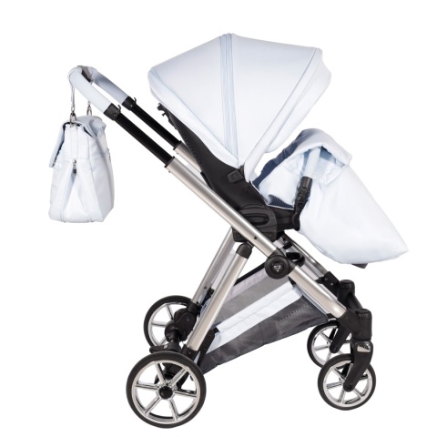 Junama Ellegante 09 Light Blue – wózek dziecięcy 2w1 (gondola + spacerówka) | koła żelowe, UV50+
