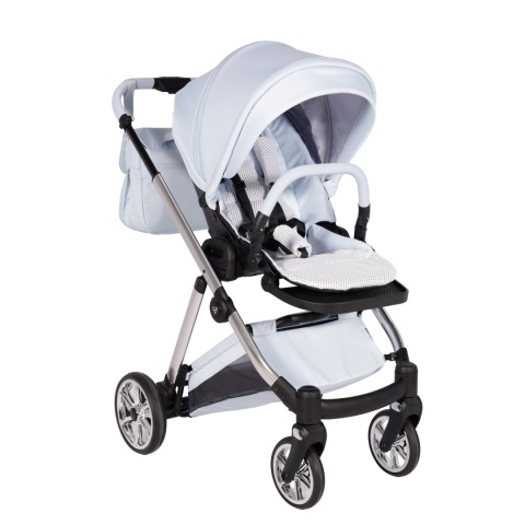 Junama Ellegante 09 Light Blue – wózek dziecięcy 2w1 (gondola + spacerówka) | koła żelowe, UV50+