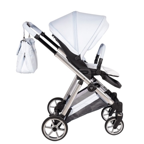 Junama Ellegante 09 Light Blue – wózek dziecięcy 2w1 (gondola + spacerówka) | koła żelowe, UV50+