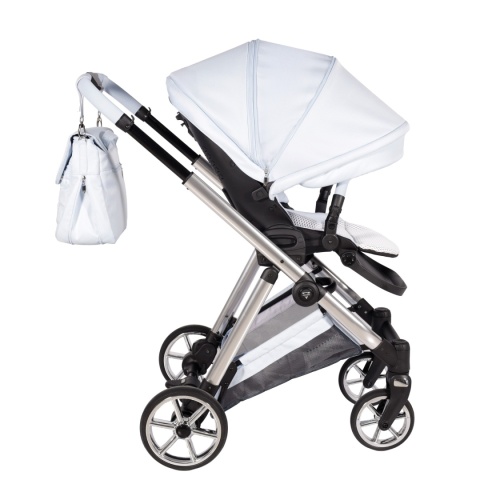 Junama Ellegante 09 Light Blue – wózek dziecięcy 2w1 (gondola + spacerówka) | koła żelowe, UV50+