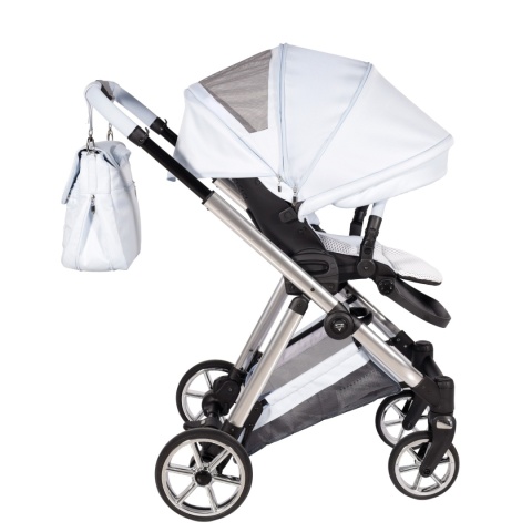 Junama Ellegante 09 Light Blue – wózek dziecięcy 2w1 (gondola + spacerówka) | koła żelowe, UV50+