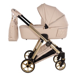Junama Ellegante Art Deco 02 Beige – wózek dziecięcy 2w1 (gondola + spacerówka), koła żelowe