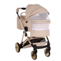 Junama Ellegante Art Deco 02 Beige – wózek dziecięcy 2w1 (gondola + spacerówka), koła żelowe