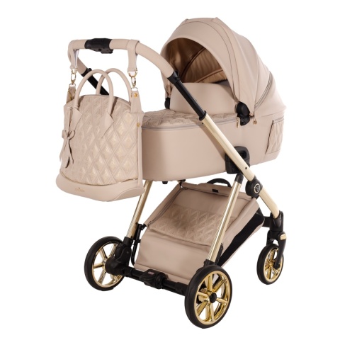 Junama Ellegante Art Deco 02 Beige – wózek dziecięcy 2w1 (gondola + spacerówka), koła żelowe