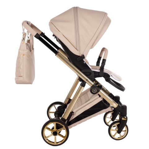 Junama Ellegante Art Deco 02 Beige – wózek dziecięcy 2w1 (gondola + spacerówka), koła żelowe