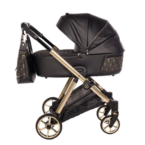 Junama Ellegante Art Deco 07 Black – wózek dziecięcy 2w1 (gondola + spacerówka), koła żelowe