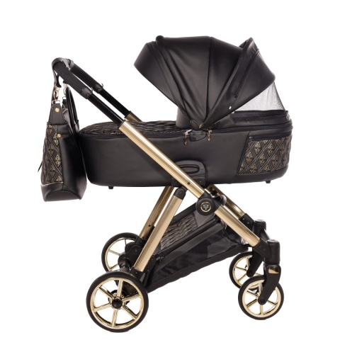 Junama Ellegante Art Deco 07 Black – wózek dziecięcy 2w1 (gondola + spacerówka), koła żelowe