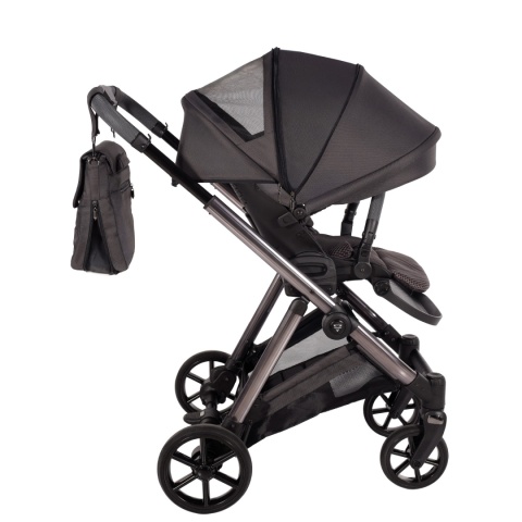 Junama Ellegante 01 Grey – wózek dziecięcy 2w1 (gondola + spacerówka) | koła żelowe, UV50+