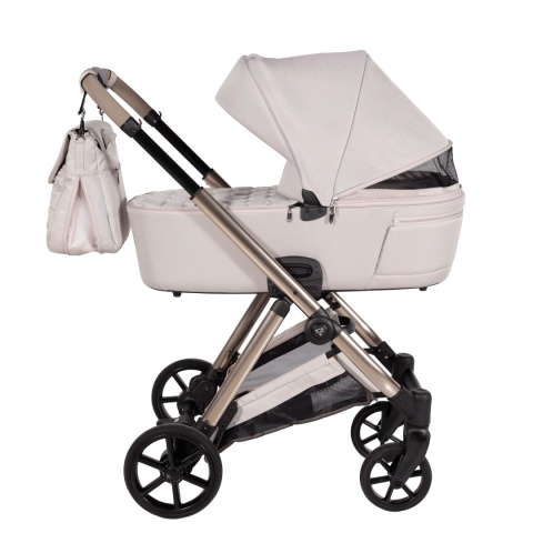 Junama Ellegante 02 Beige – wózek dziecięcy 2w1 (gondola + spacerówka) | koła żelowe, UV50+