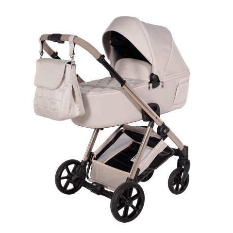 Junama Ellegante 02 Beige – wózek dziecięcy 2w1 (gondola + spacerówka) | koła żelowe, UV50+
