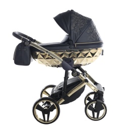 Junama Enzo 01 Black - Gold – wózek dziecięcy 2w1 (gondola + spacerówka)