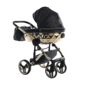 Junama Enzo 01 Black - Gold – wózek dziecięcy 2w1 (gondola + spacerówka)