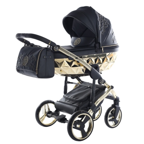 Junama Enzo 01 Black - Gold – wózek dziecięcy 2w1 (gondola + spacerówka)