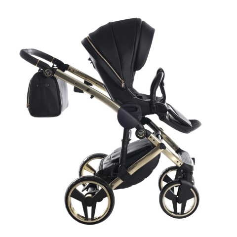 Junama Enzo 01 Black - Gold – wózek dziecięcy 2w1 (gondola + spacerówka)