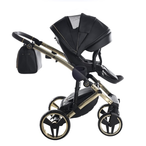 Junama Enzo 01 Black - Gold – wózek dziecięcy 2w1 (gondola + spacerówka)