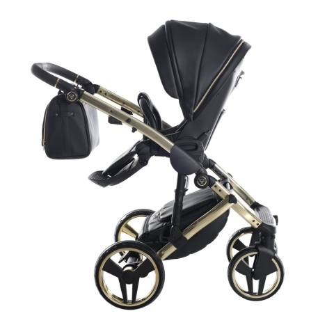 Junama Enzo 01 Black - Gold – wózek dziecięcy 2w1 (gondola + spacerówka)