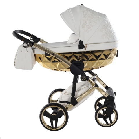 Junama Enzo 02 White - Gold – wózek dziecięcy 2w1 (gondola + spacerówka)