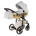 Junama Enzo 02 White - Gold – wózek dziecięcy 2w1 (gondola + spacerówka)