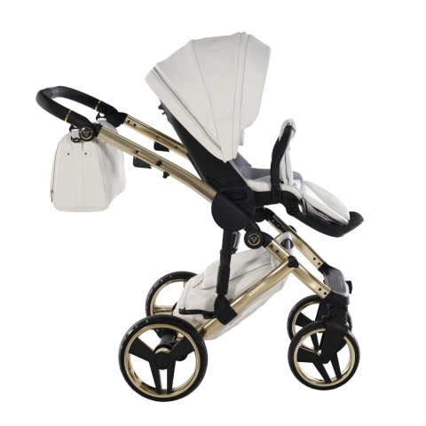 Junama Enzo 02 White - Gold – wózek dziecięcy 2w1 (gondola + spacerówka)