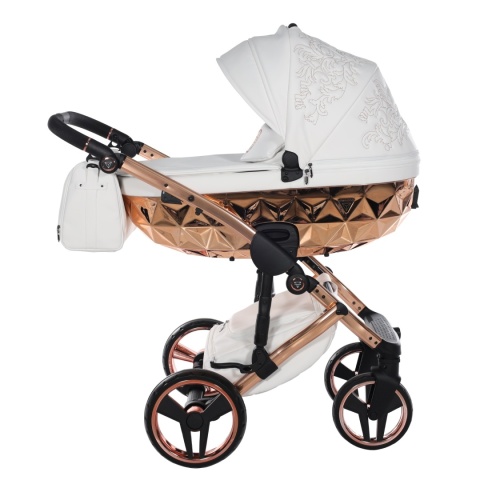 Junama Enzo 03 White - Rosegold – wózek dziecięcy 2w1 (gondola + spacerówka)