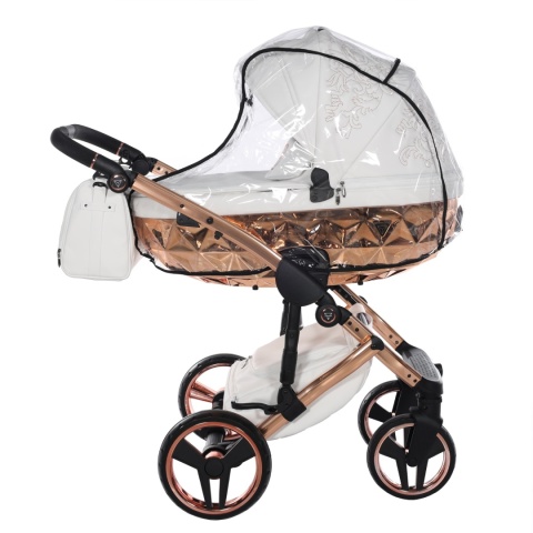 Junama Enzo 03 White - Rosegold – wózek dziecięcy 2w1 (gondola + spacerówka)