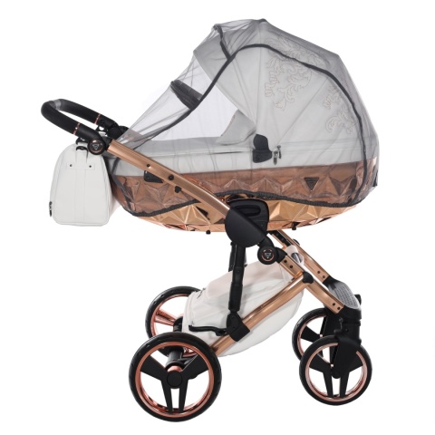 Junama Enzo 03 White - Rosegold – wózek dziecięcy 2w1 (gondola + spacerówka)