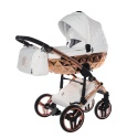 Junama Enzo 03 White - Rosegold – wózek dziecięcy 2w1 (gondola + spacerówka)