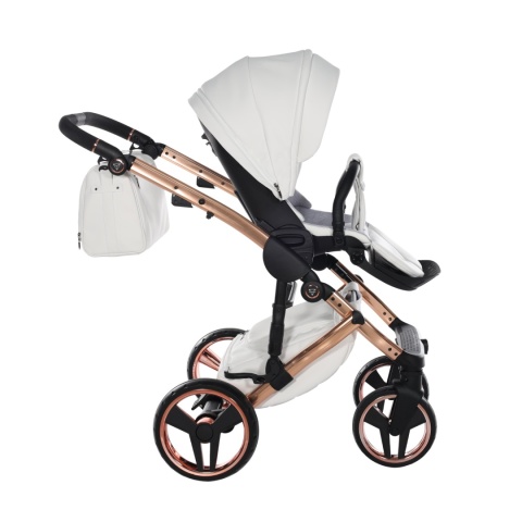 Junama Enzo 03 White - Rosegold – wózek dziecięcy 2w1 (gondola + spacerówka)