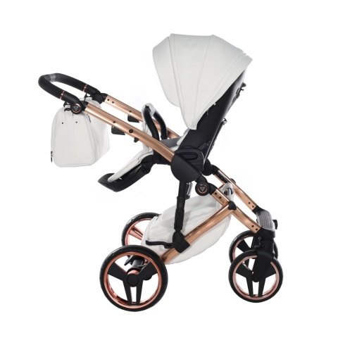 Junama Enzo 03 White - Rosegold – wózek dziecięcy 2w1 (gondola + spacerówka)